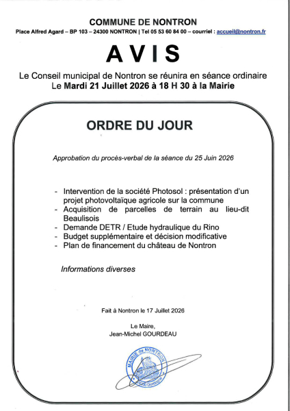 Ordre du jour du mardi 21 juillet 2026